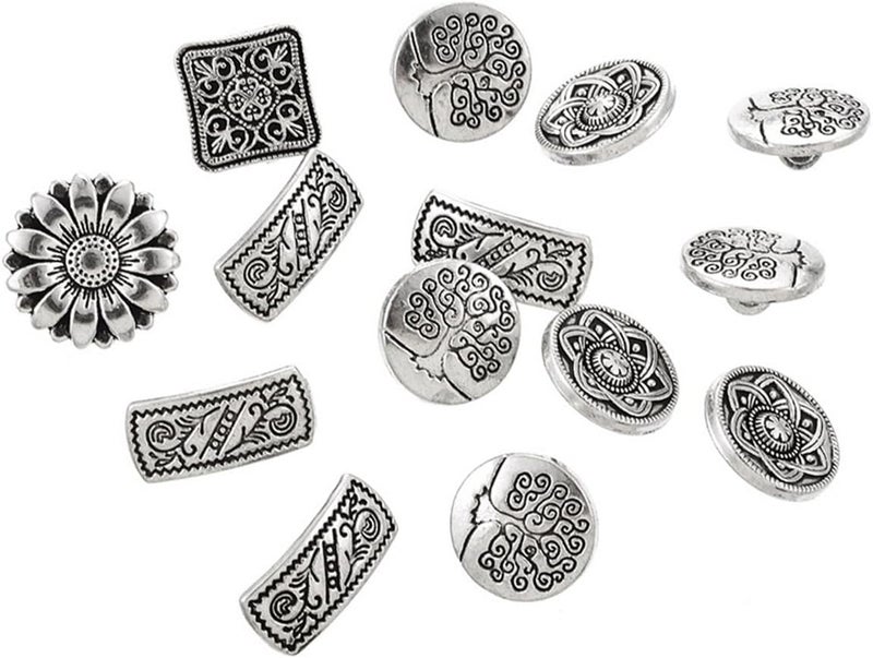 Armear Metal Buttons - 50Pcs Assorted Mixed Vintage Style Engraved Flower Decorative Round Buttons for Crafts Sewing Coats Jeans Suits DIY - Image 2